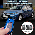 Blue TPU Folding Key Fob Holder Case with Keychain for Toyota Corolla 2014-2018