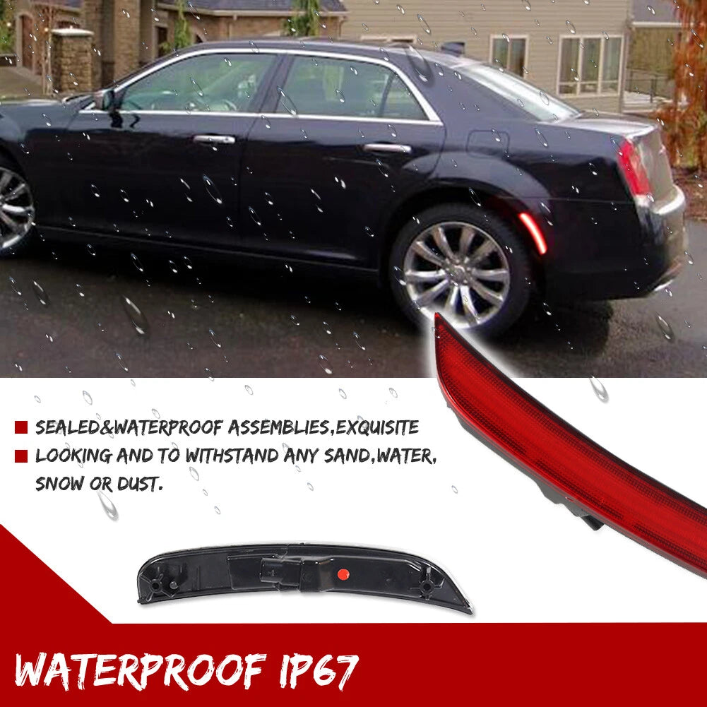 2X Red LED Rear Fender Side Marker Lights for Chrysler 300 (2015–2023)