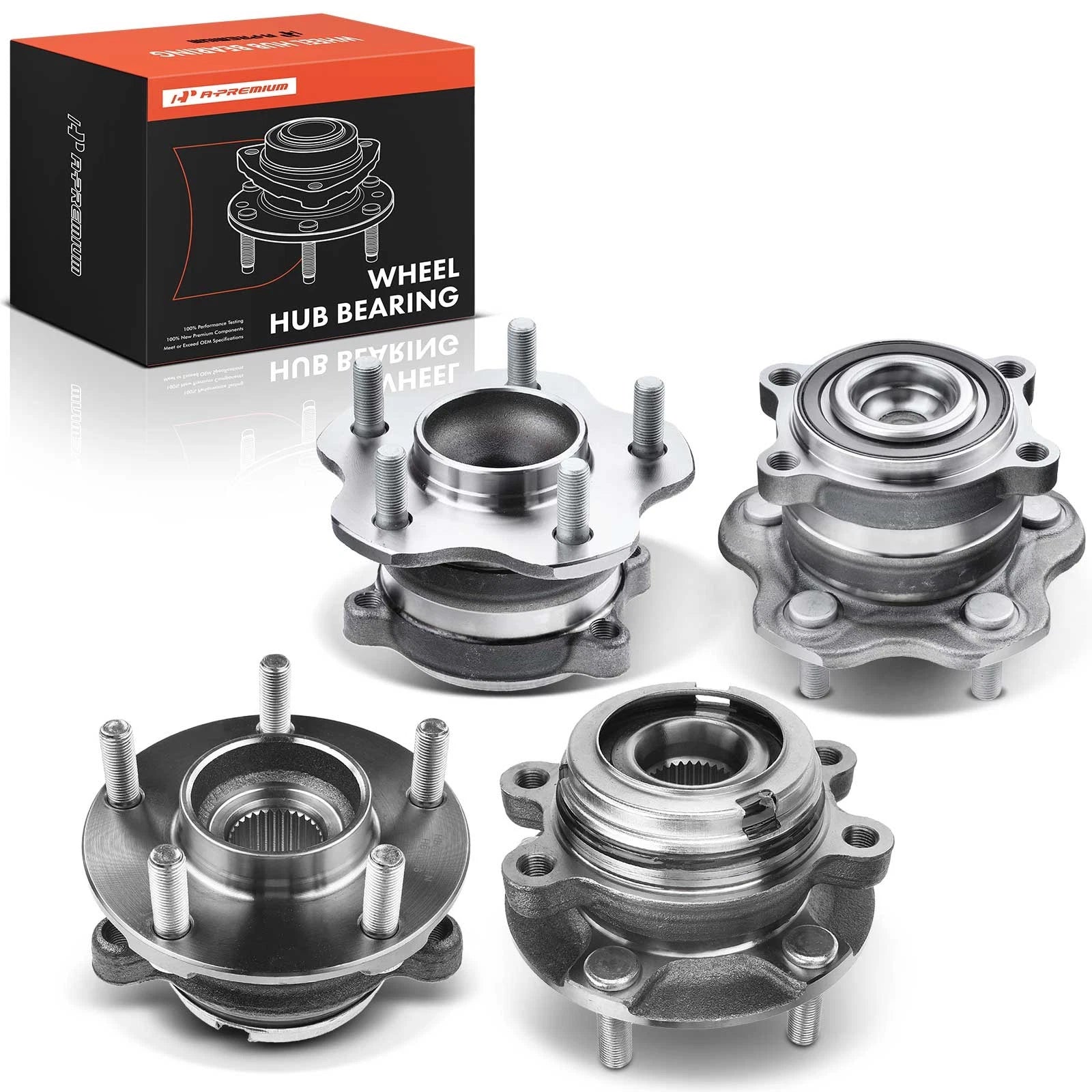 Set of 4 Wheel Hub and Bearing Assembly for Nissan Altima (2007–2018)
