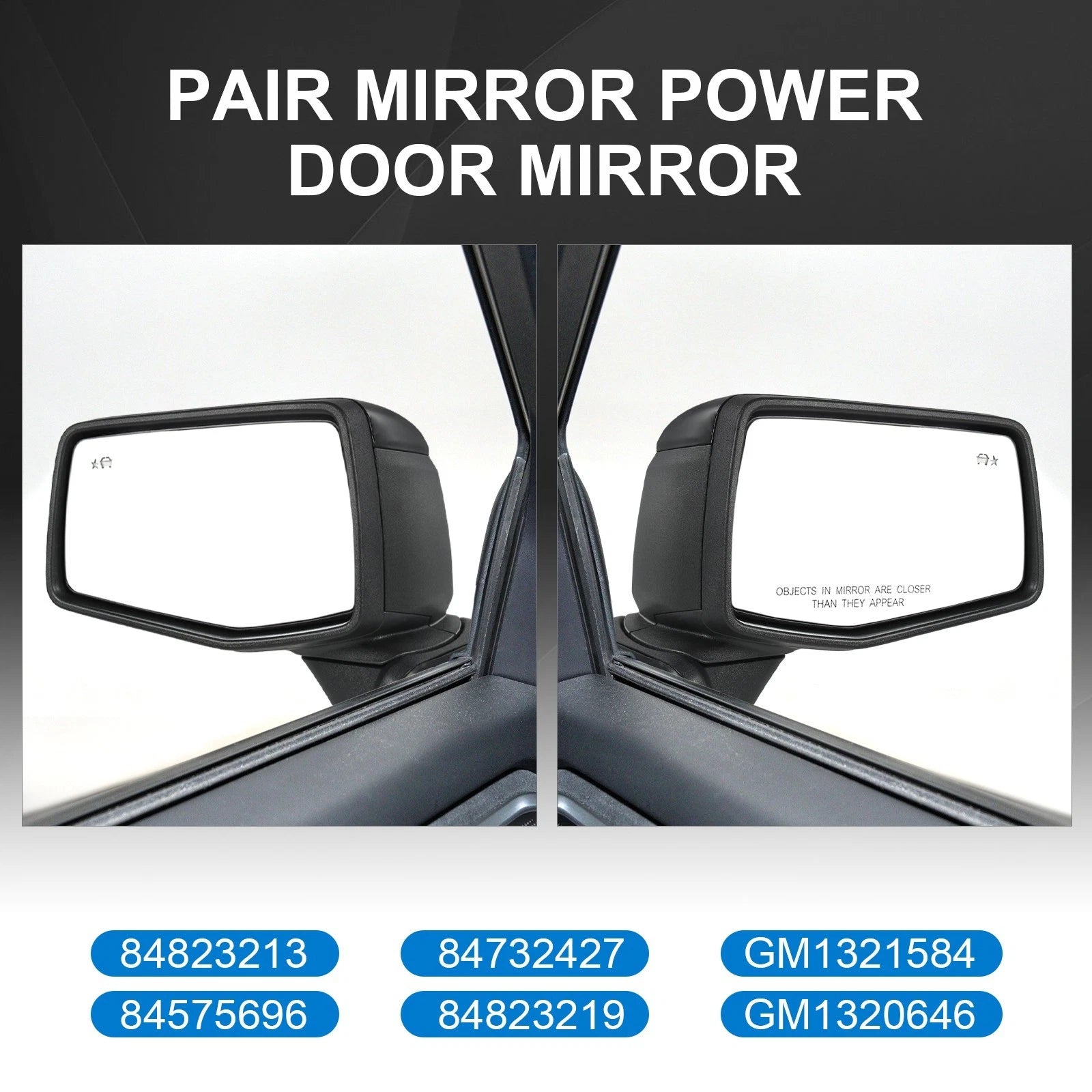 Left Driver Side Mirror for Silverado 1500 (2019-2024) Power Heated Puddle BSD
