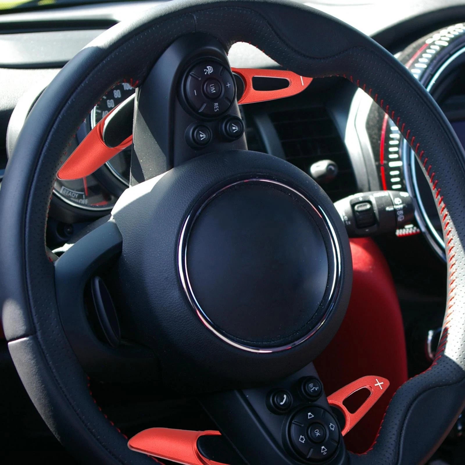 Pair Red Shift Paddle Extend Covers for BMW Mini Cooper 