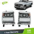 Set of 2 Chrome LED Headlights for Silverado 1500 (2016–2018)