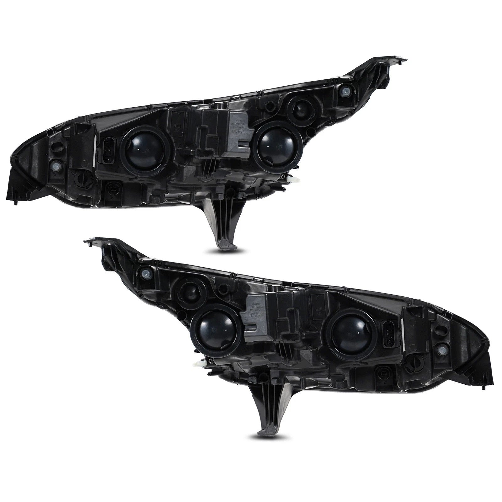 Set of 2 Halogen Headlights for Ford Transit Connect (2014–2018) Chrome w/ Bulb