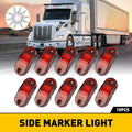 Set of 10 Red 2-LED Oval Side Marker Lights for Truck Trailer