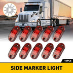 Set of 10 Red 2-LED Oval Side Marker Lights for Truck Trailer