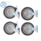 Set of 4 Heavy-Duty 8" Casters with Dual Brakes, Fixed, PU Textured Tread