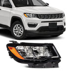 Right Passenger Side Headlight for Jeep Compass (2017–2021) Black Amber