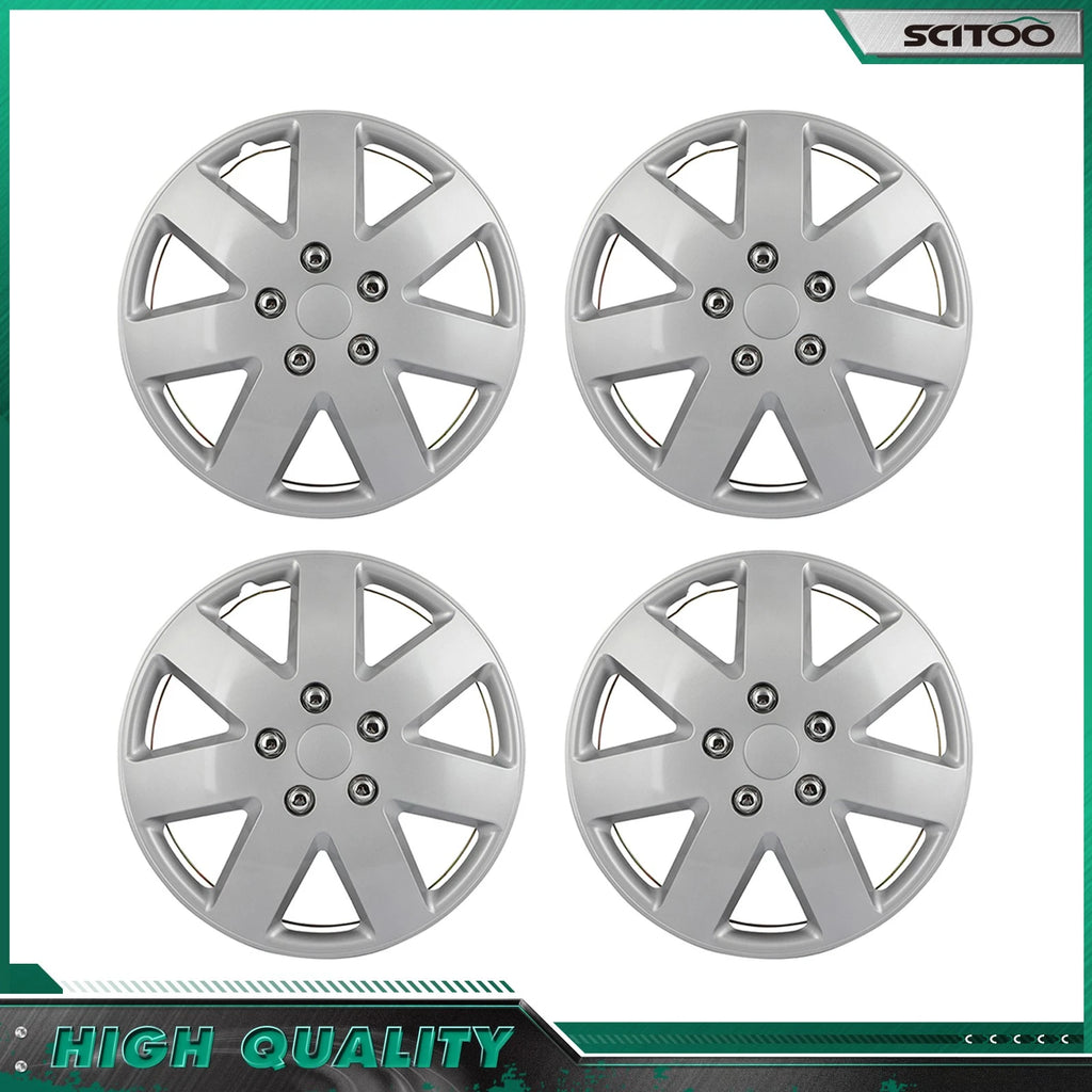 Set of 4 Silver 16 Inch Wheel Covers for R16 Tire & Rim