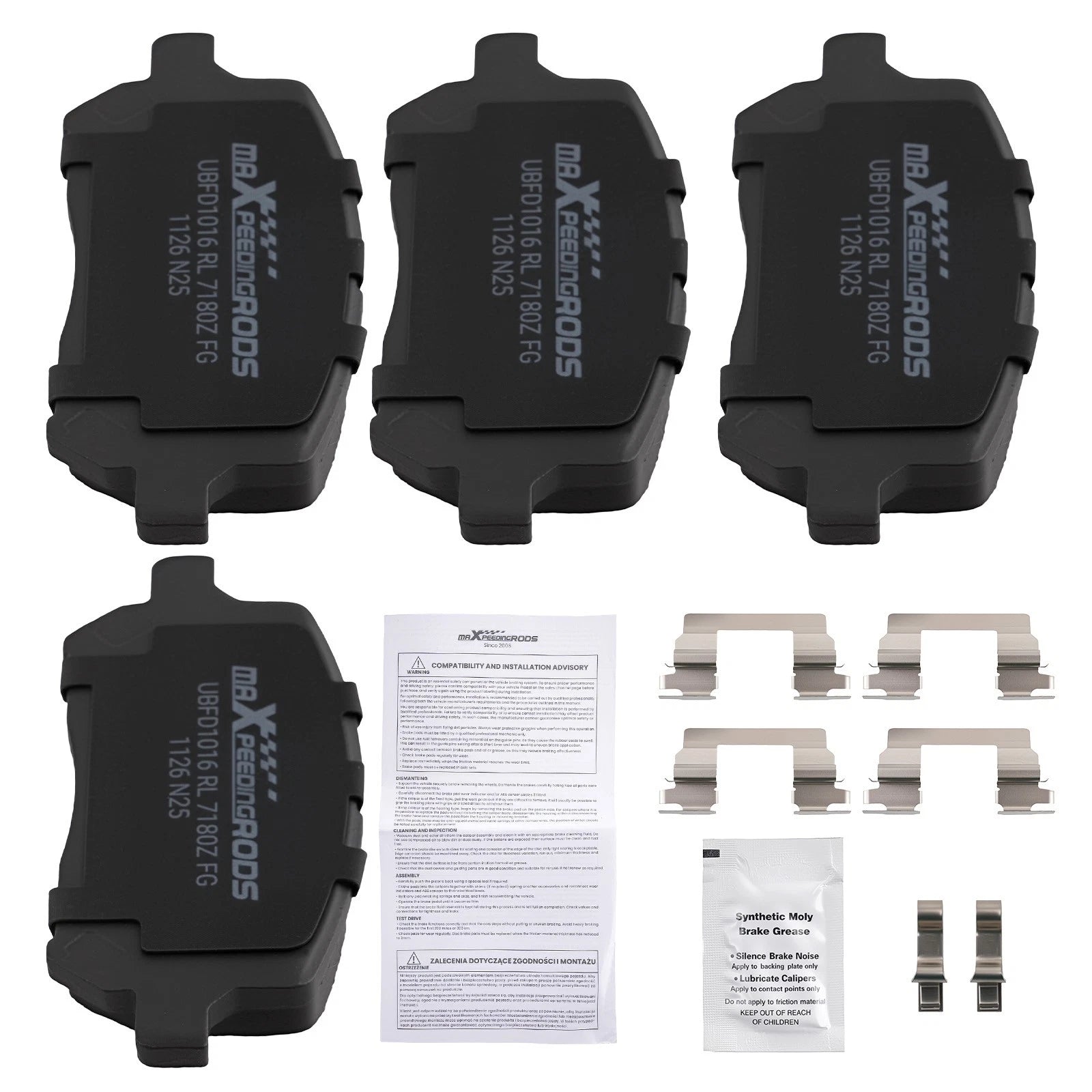 Set of 4 Front Ceramic Brake Pads for Pontiac G5 (2007–2010) Pursuit (2005–2006)