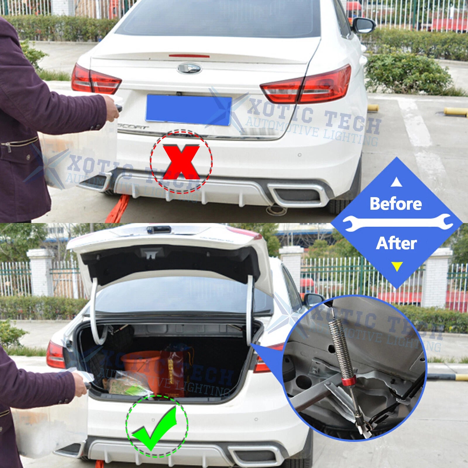 Adjustable 6-9 Inch Trunk Automatic Open Lifting Device for Metal Boot Lid (2009-2019)