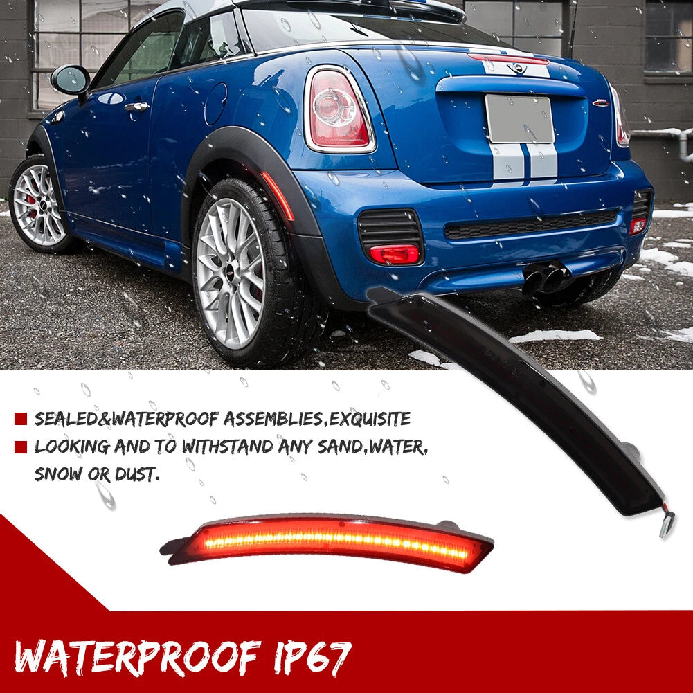 2X Smoked Rear Red LED Turn Signal Side Marker Lights for Mini Cooper (2007–2016)