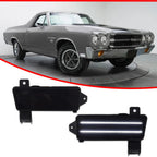 Smoked Lens White LED Front Side Marker Lights for Chevy Chevelle El Camino (1970)