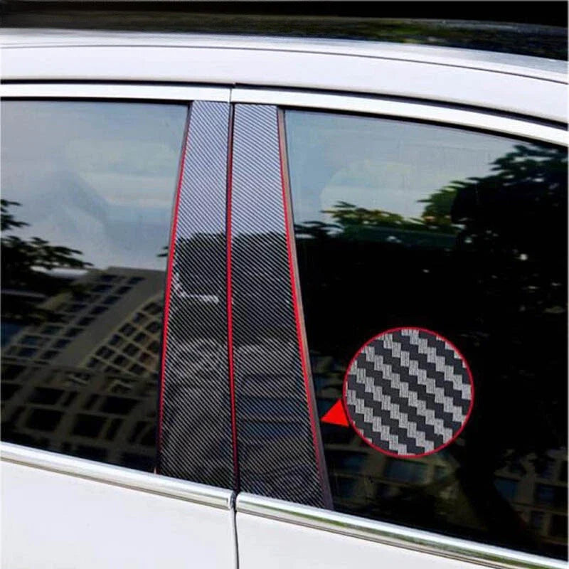 6 x Carbon Fiber Window Pillar Posts Door Trim Cover for Buick Lacrosse (2006–2008)