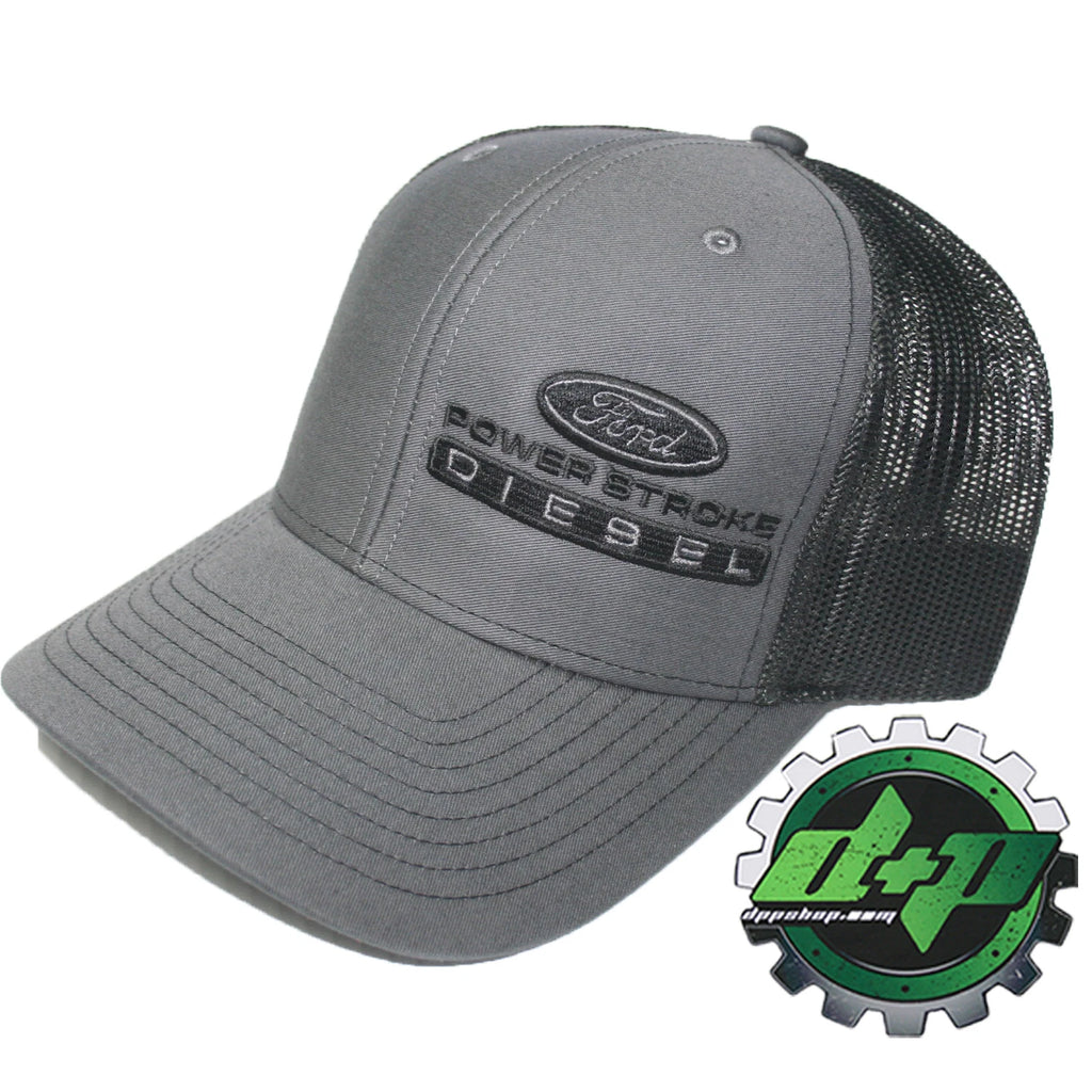 Ford Powerstroke Hat Charcoal Gray Black Mesh Snapback