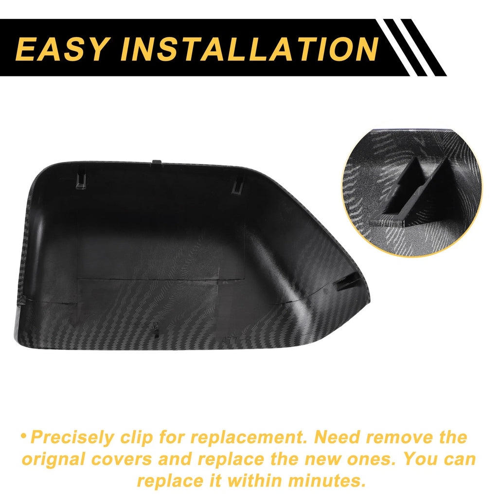 Set of 2 Rearview Mirror Cover Caps Black Carbon Fiber for Ford F-250 F-350 F-450 (2017–2022)