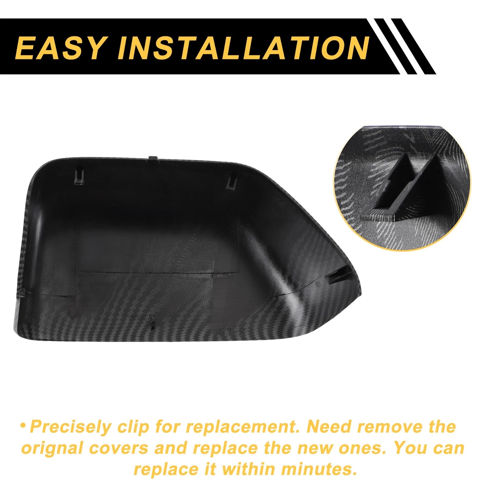 Set of 2 Rearview Mirror Cover Caps Black Carbon Fiber for Ford F-250 F-350 F-450 (2017–2022)