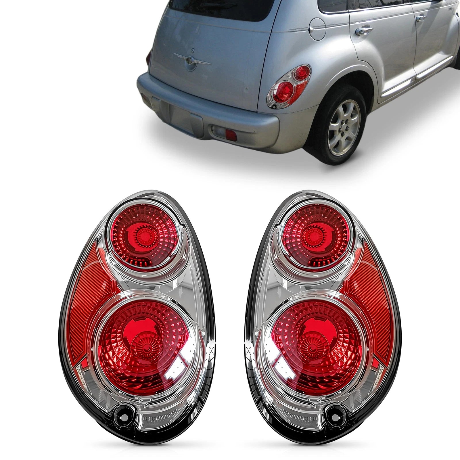 2X Chrome Tail Lights for Chrysler PT Cruiser (2001–2005)