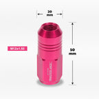 Set of 20 M12X1.5 Pink JDM Closed End Cone Hex Wheel Lug Nuts + Extension 20mm