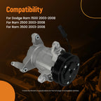 AC Compressor with Clutch for Dodge Ram 1500 2500 3500 (2003-2008)