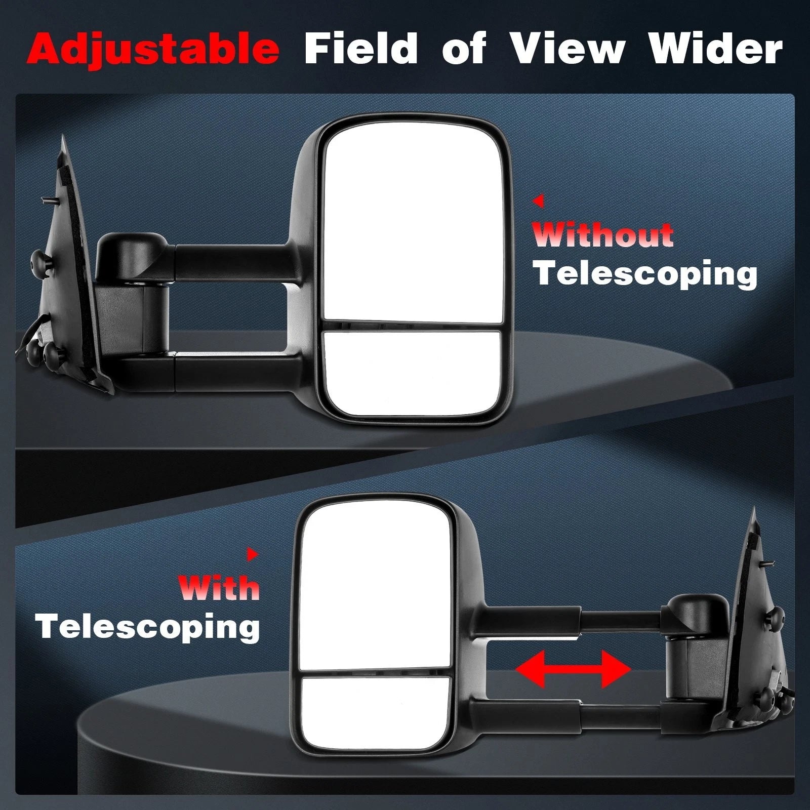 Pair Tow Mirrors for Ford F150 F250 (1997–2003) Power Black Left+Right