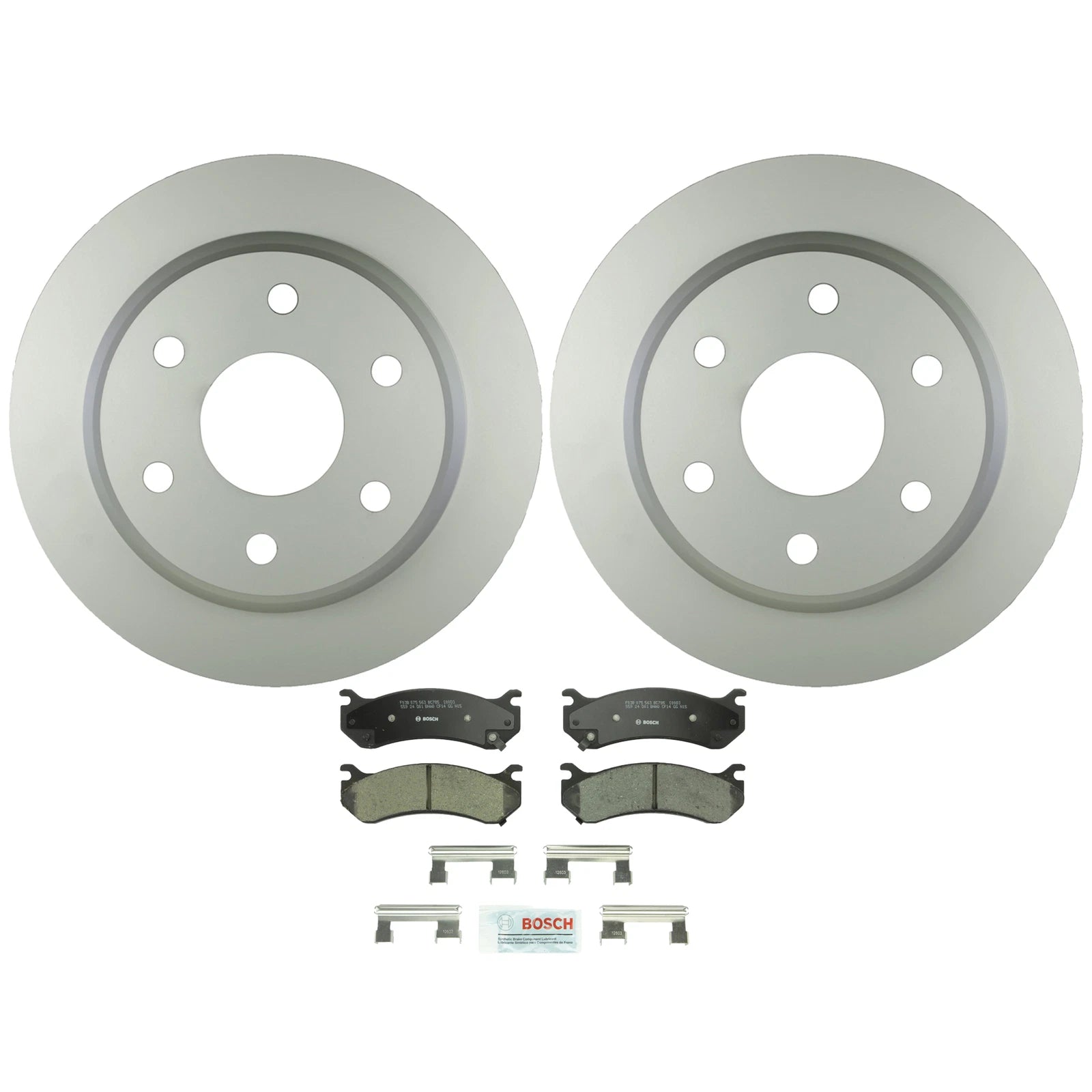Set of 2 Bosch Rear Vented Rotors & Ceramic Brake Pads for Chevy GMC