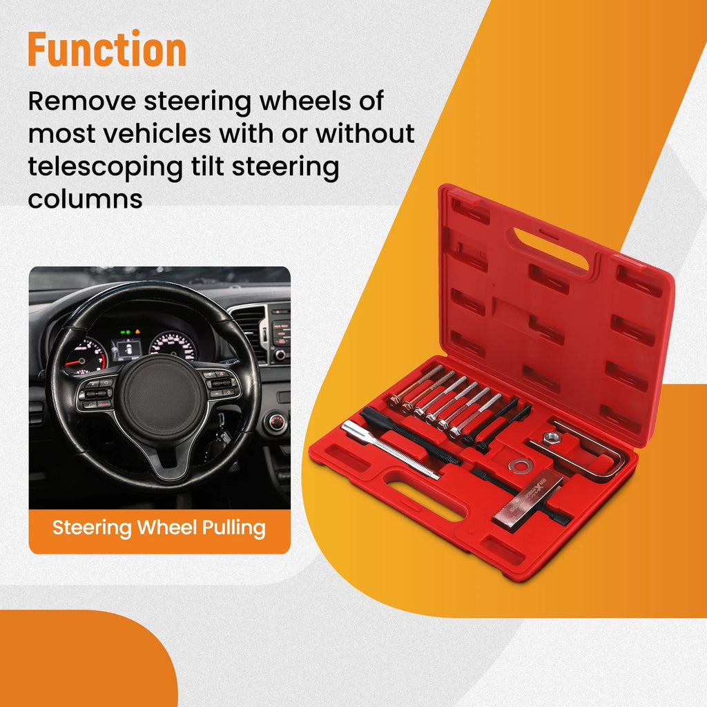14PC Steering Wheel Puller and Lock Plate Tool Set for Universal Vehicles