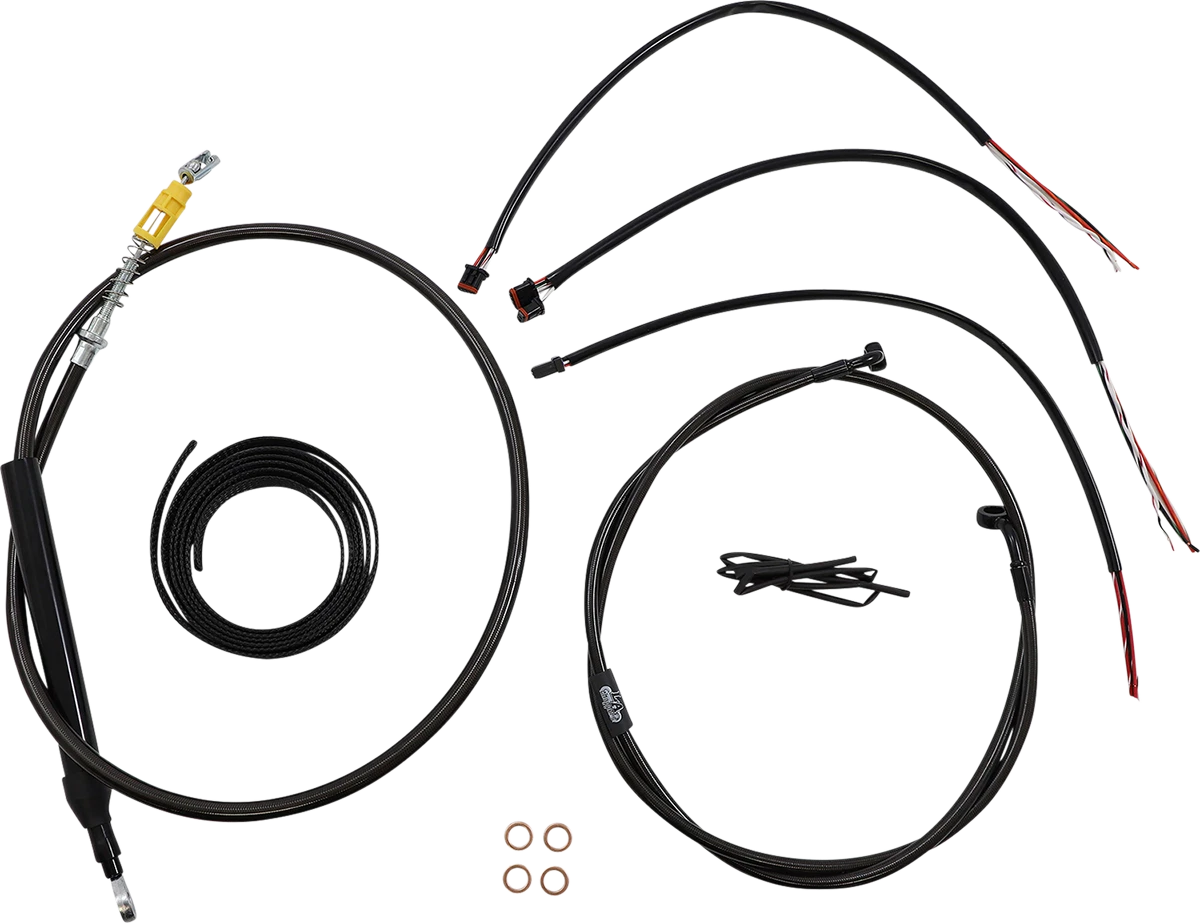 LA Choppers Complete Midnight Braided Cable Kit for Harley (18"-20")