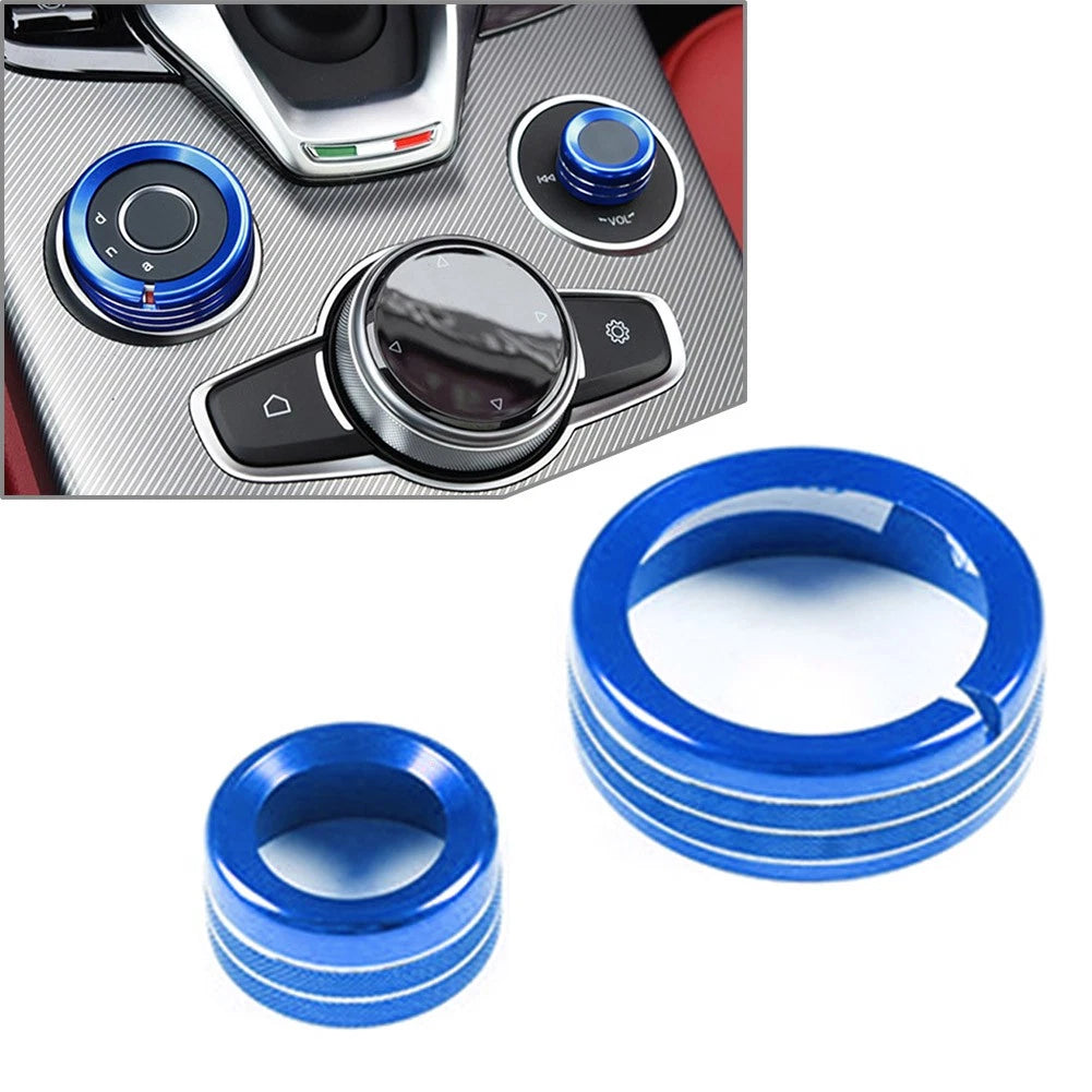 Central Control Multimedia Knob Ring for Alfa Romeo Giulia Stelvio (2020–2021) Blue