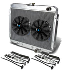 2X 10" Black Fan & Aluminum Chrome Radiator for Ford Mustang/Cougar XR-7 (V8)