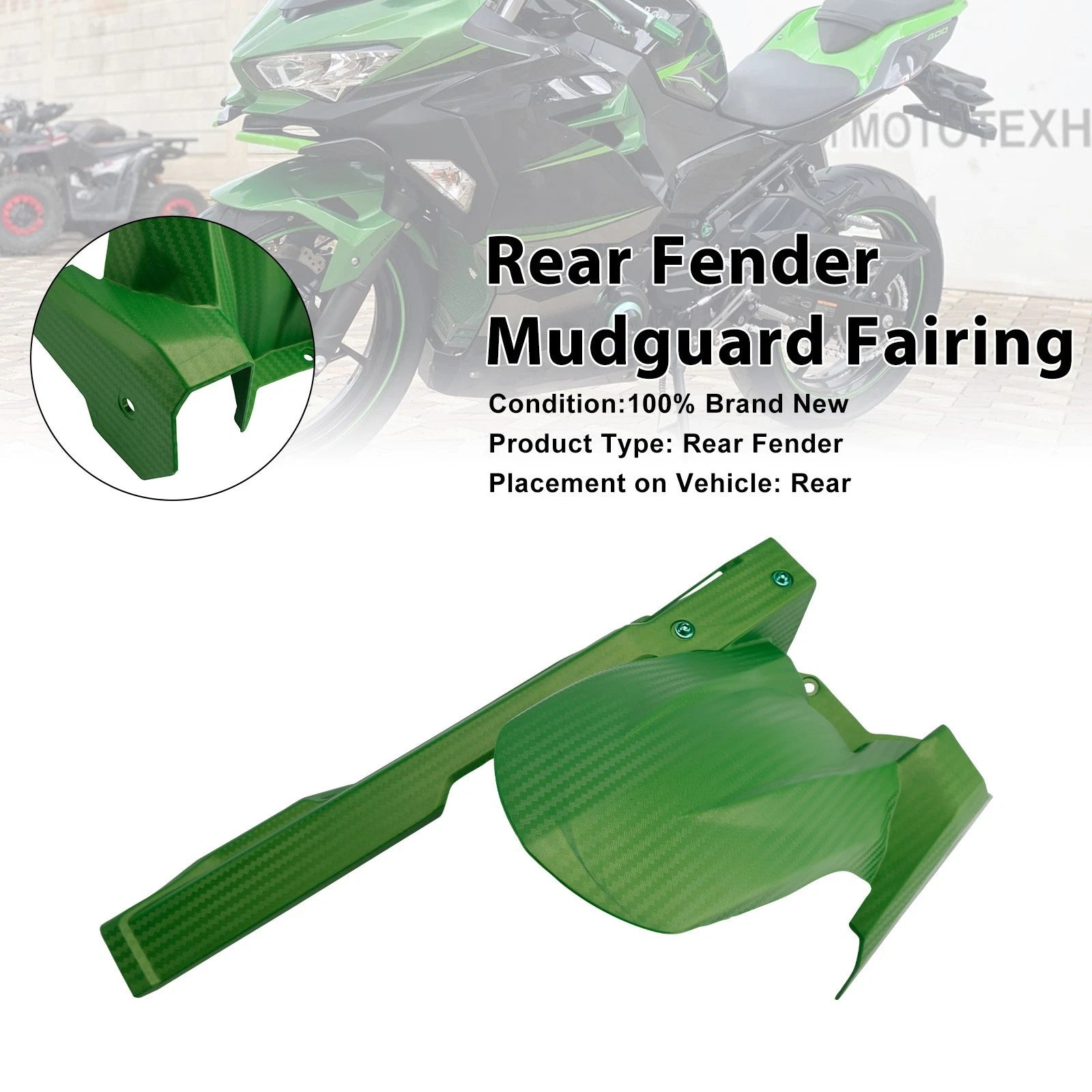 Rear Fender Fairing for Kawasaki Ninja 400 Z400 Ninja 500 Z500 (2018–Present) Green