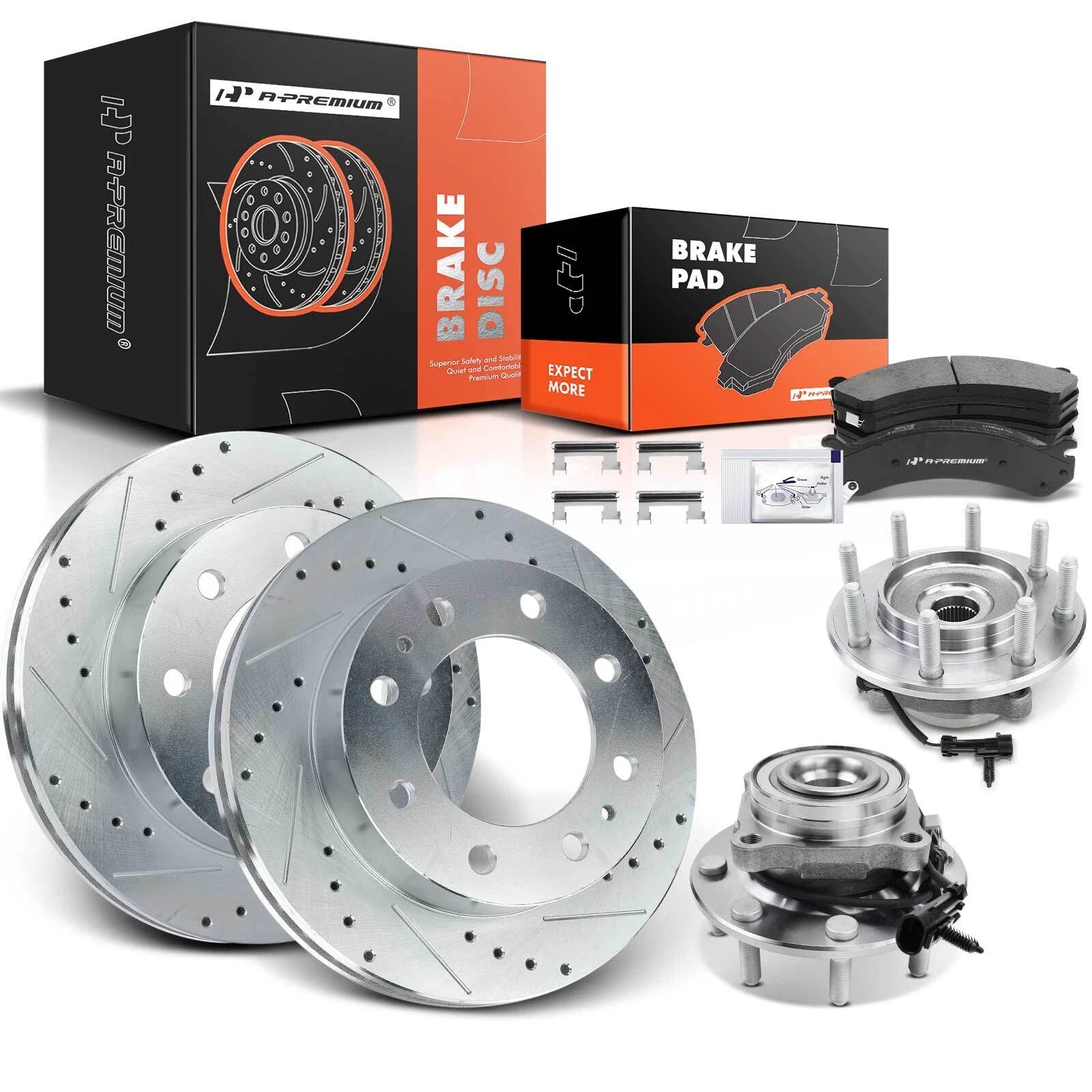 Front Drilled Brake Rotors & Pads for Chevy Silverado GMC 
