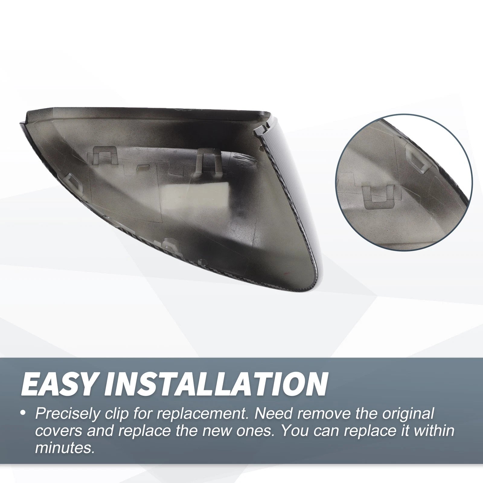 1 Pair Rearview Mirror Cover Cap Black Carbon Fiber for Audi A1 (2018–2023)