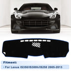 Dash Cover for Lexus IS350/IS300h/IS250 (2005–2013) Black Polyester Blue Edge