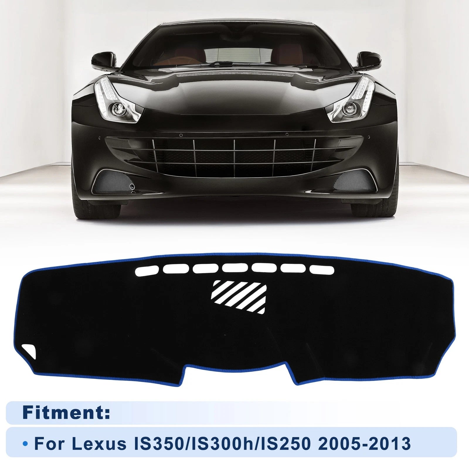 Dash Cover for Lexus IS350/IS300h/IS250 (2005–2013) Black Polyester Blue Edge
