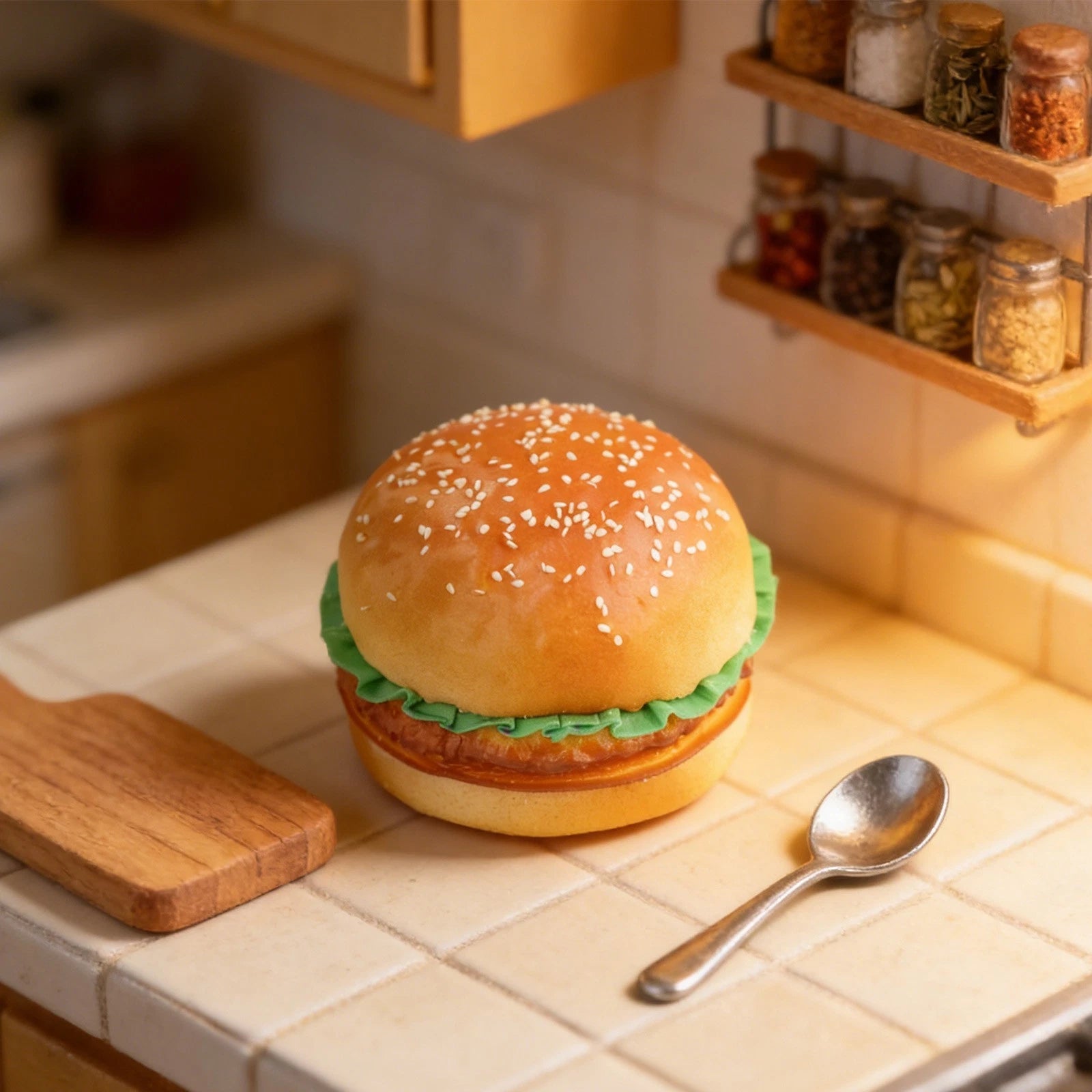 Set of 4 Fake Bread Hamburger Photography Props for Home Restaurant Decor