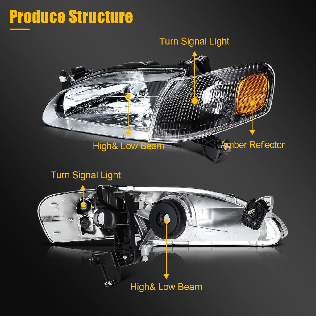 Headlight Assembly for Toyota Corolla (1998–2000) Left + Right Pair