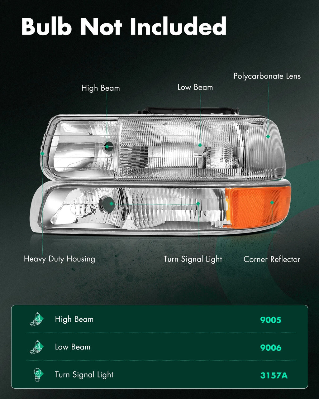 Clear Lens Headlight Assembly Pair for Chevrolet Suburban/Tahoe (2000–2006)