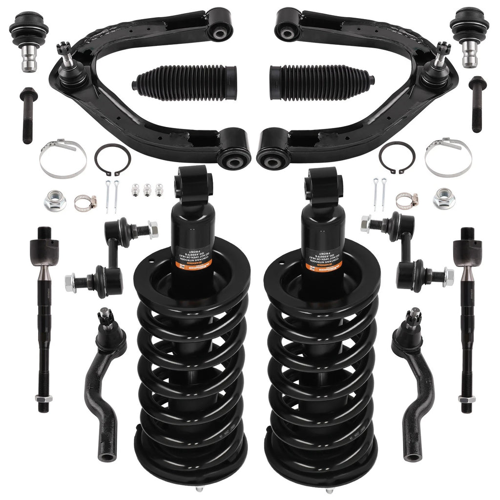 Set of 4 Front Struts, Control Arms, Sway Bar, Tie Rods for Nissan Titan (2004–2015)
