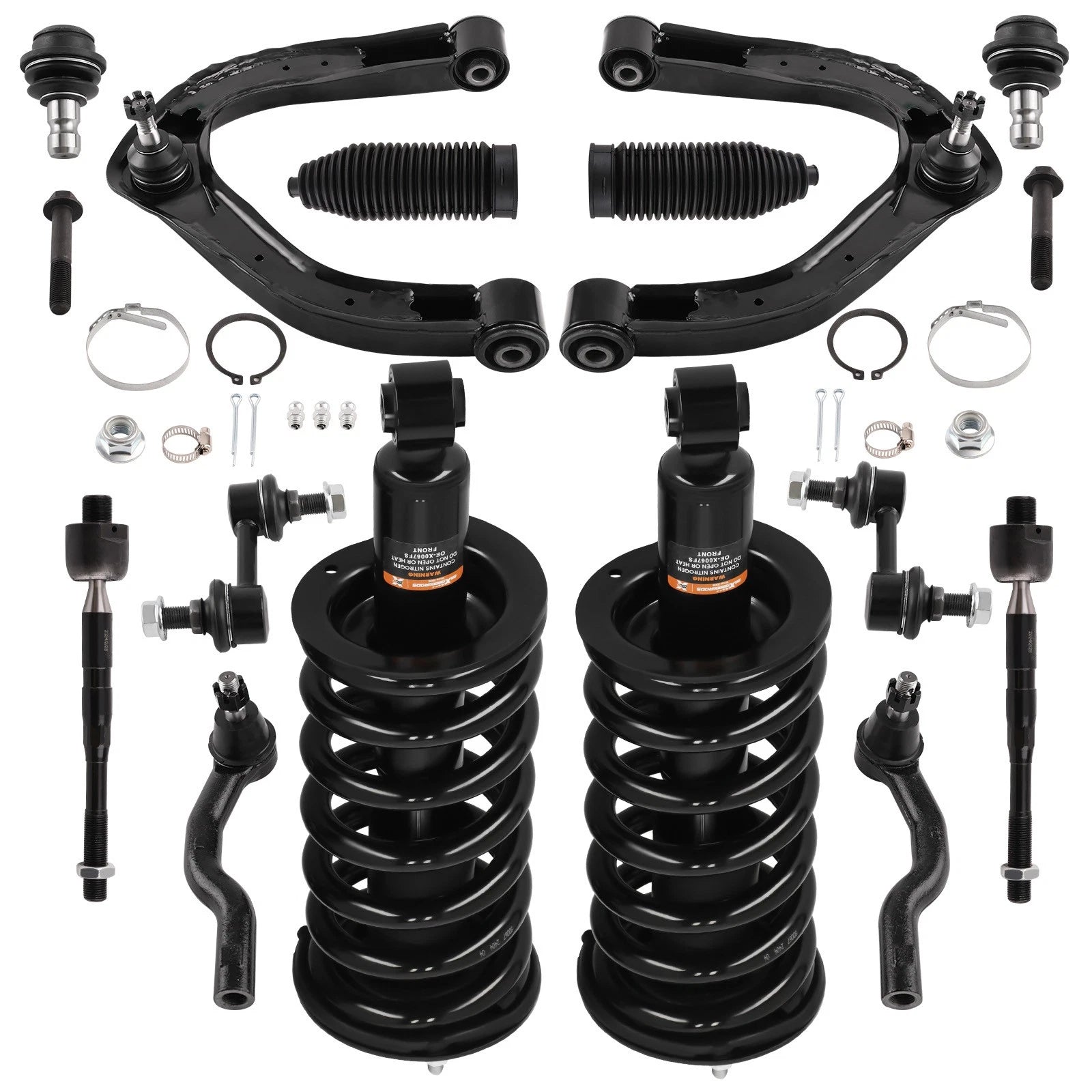 Set of 4 Front Struts, Control Arms, Sway Bar, Tie Rods for Nissan Titan (2004–2015)