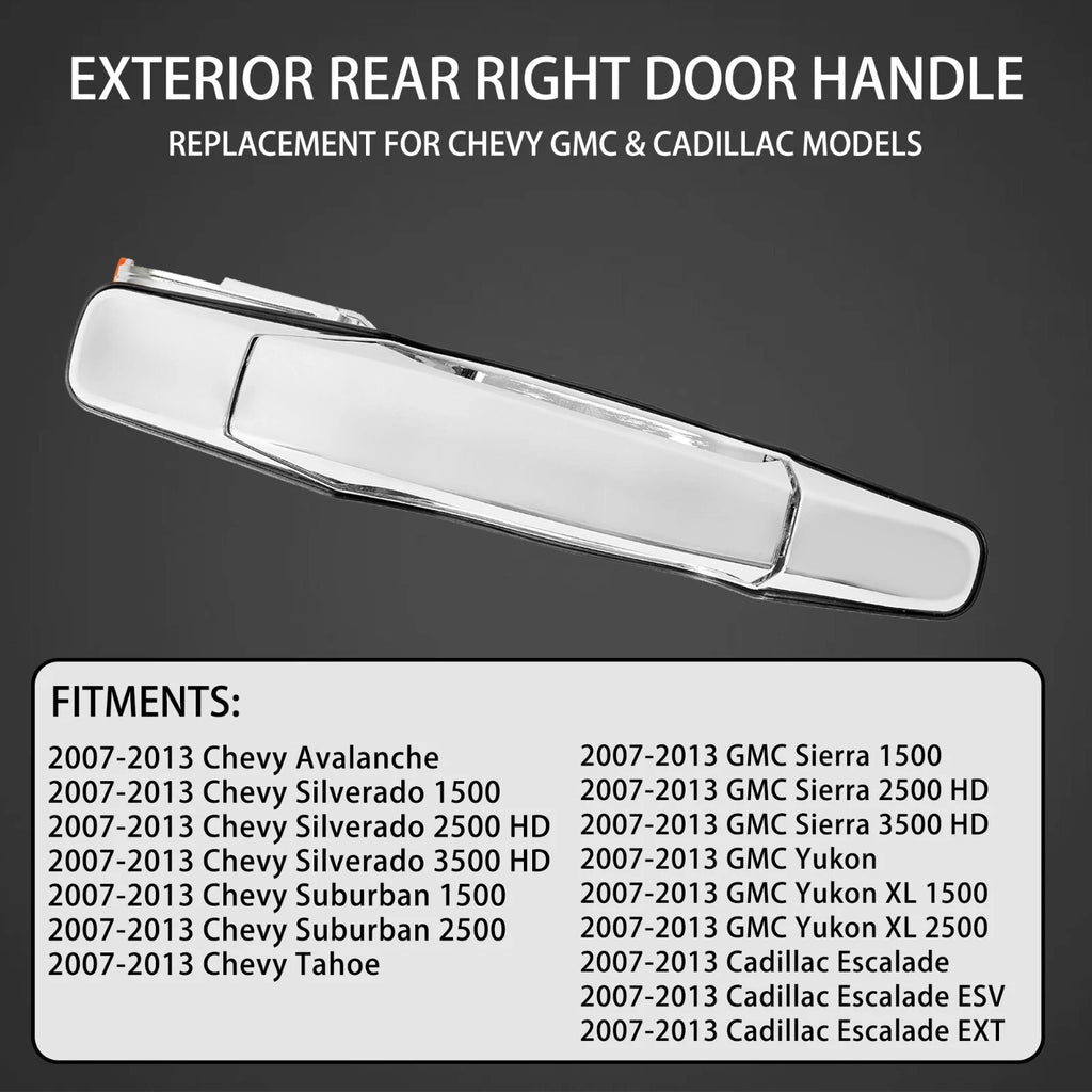 Chrome Door Handle Rear Right for Chevy Silverado GMC Sierra (2007–2013)
