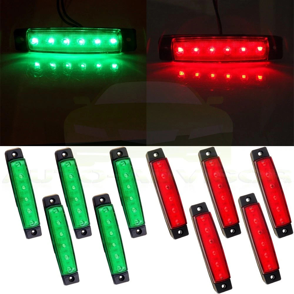 Set of 10 LED Clearance Side Marker Lights for Bus Van Trailer (12V)