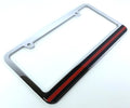 License Plate Frame Thin Red Line Chrome Premium for Made in USA Firefighter