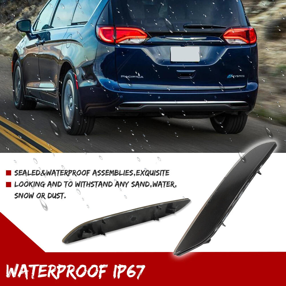 2X Smoked Rear Bumper Reflector Lights for Chrysler Pacifica Voyager (2017–2025)