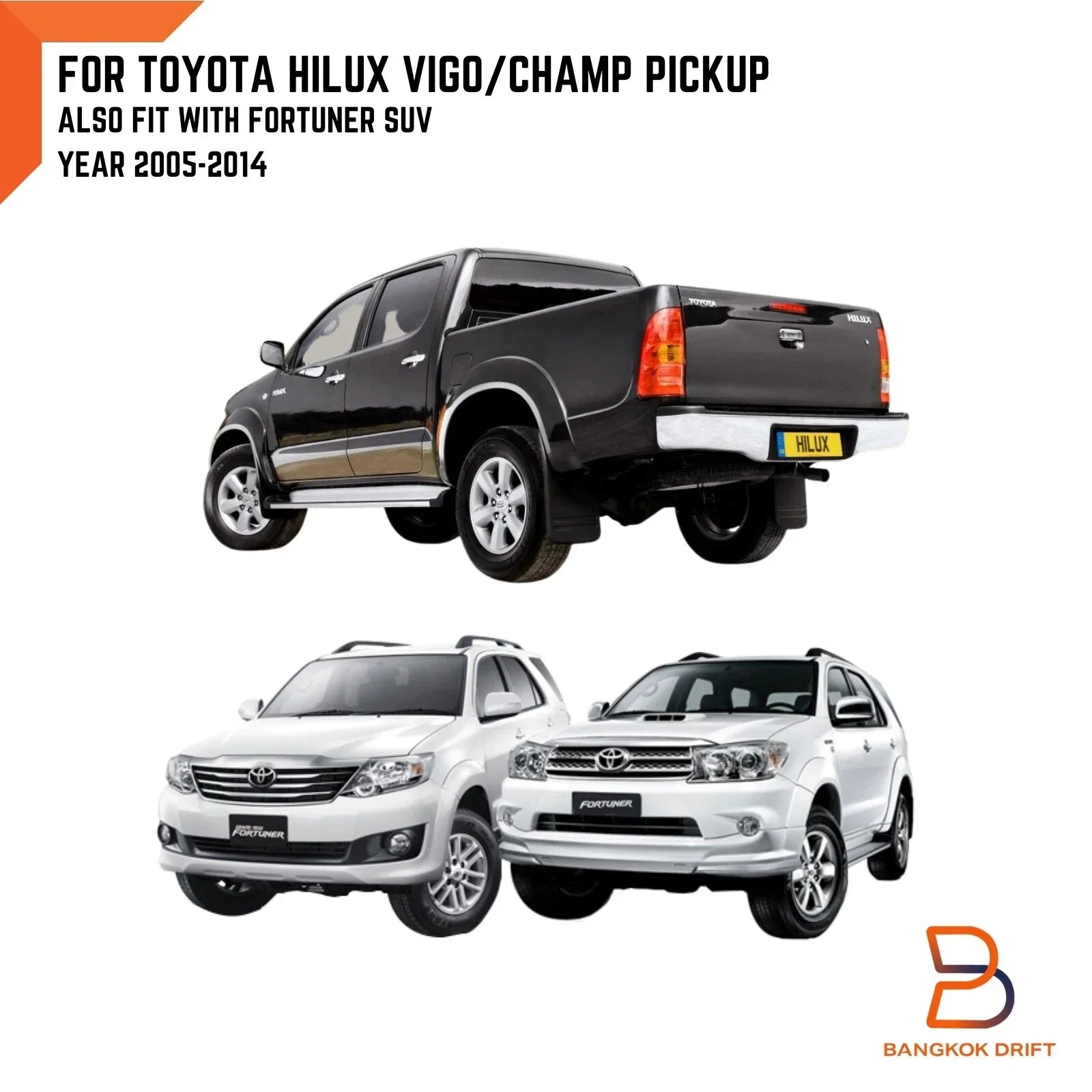 Black Rubber Rear Mud Flap Splash Guard for Toyota Hilux MK6 MK7 SR5 (05-14)
