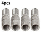 Valve Stem Extensions 4pcs Brass Cap Chrome Extender Screw-On Silver Tone Tyre