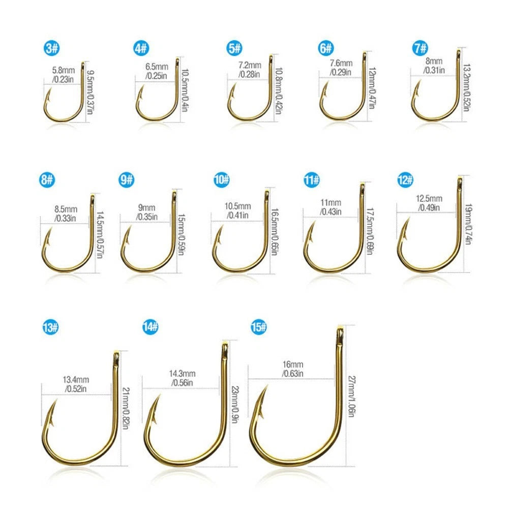 500Pcs Carbon Steel Fishing Hooks Tackle Kit with Box