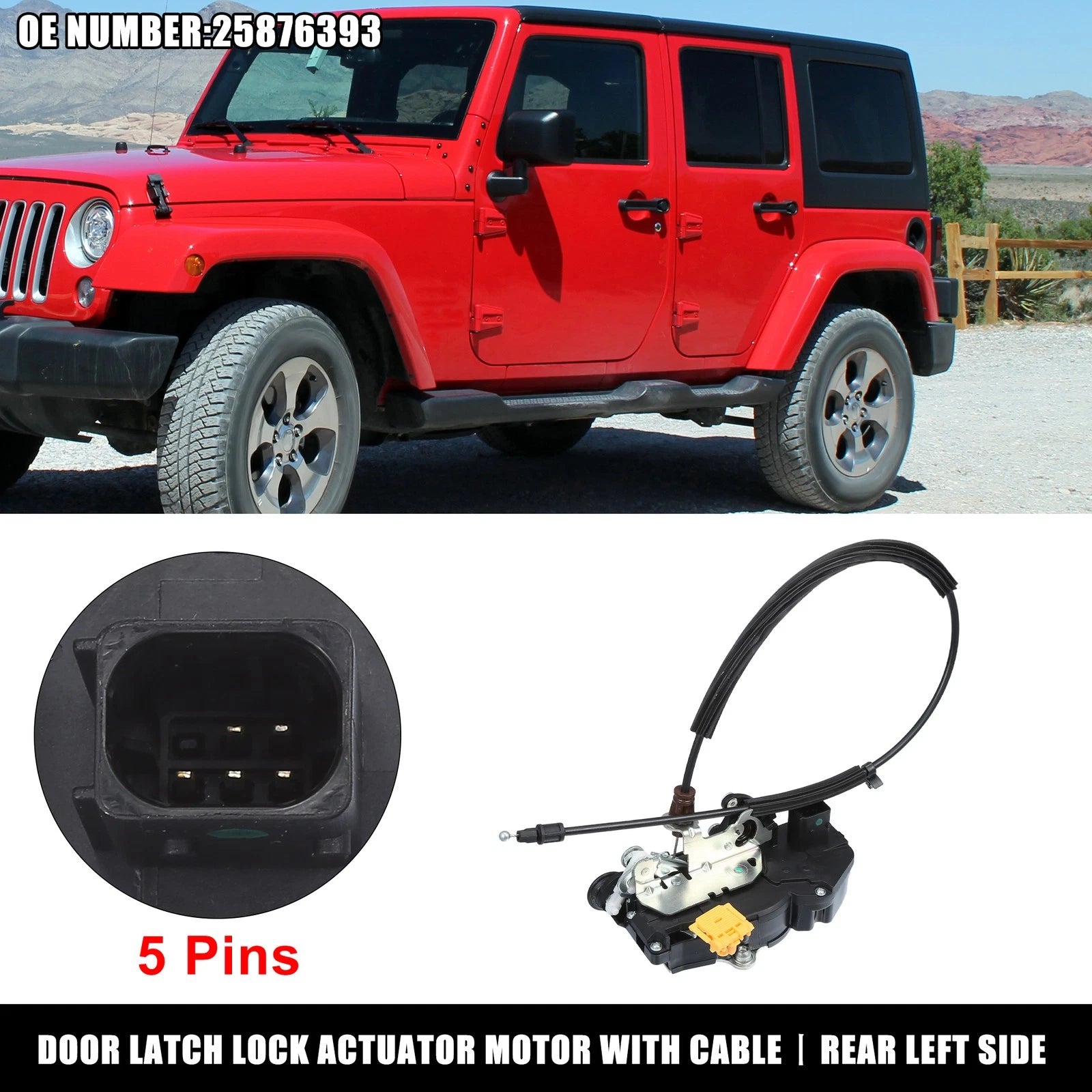 Rear Left Door Lock Actuator with Cable for Chevrolet Silverado 1500 (2014–2019)