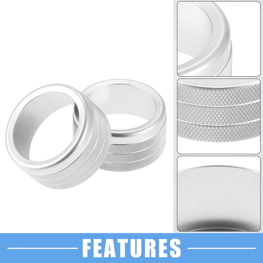 Set of 2 AC Control Switch Knob Covers for Toyota Tundra (2014–2021) Silver Tone