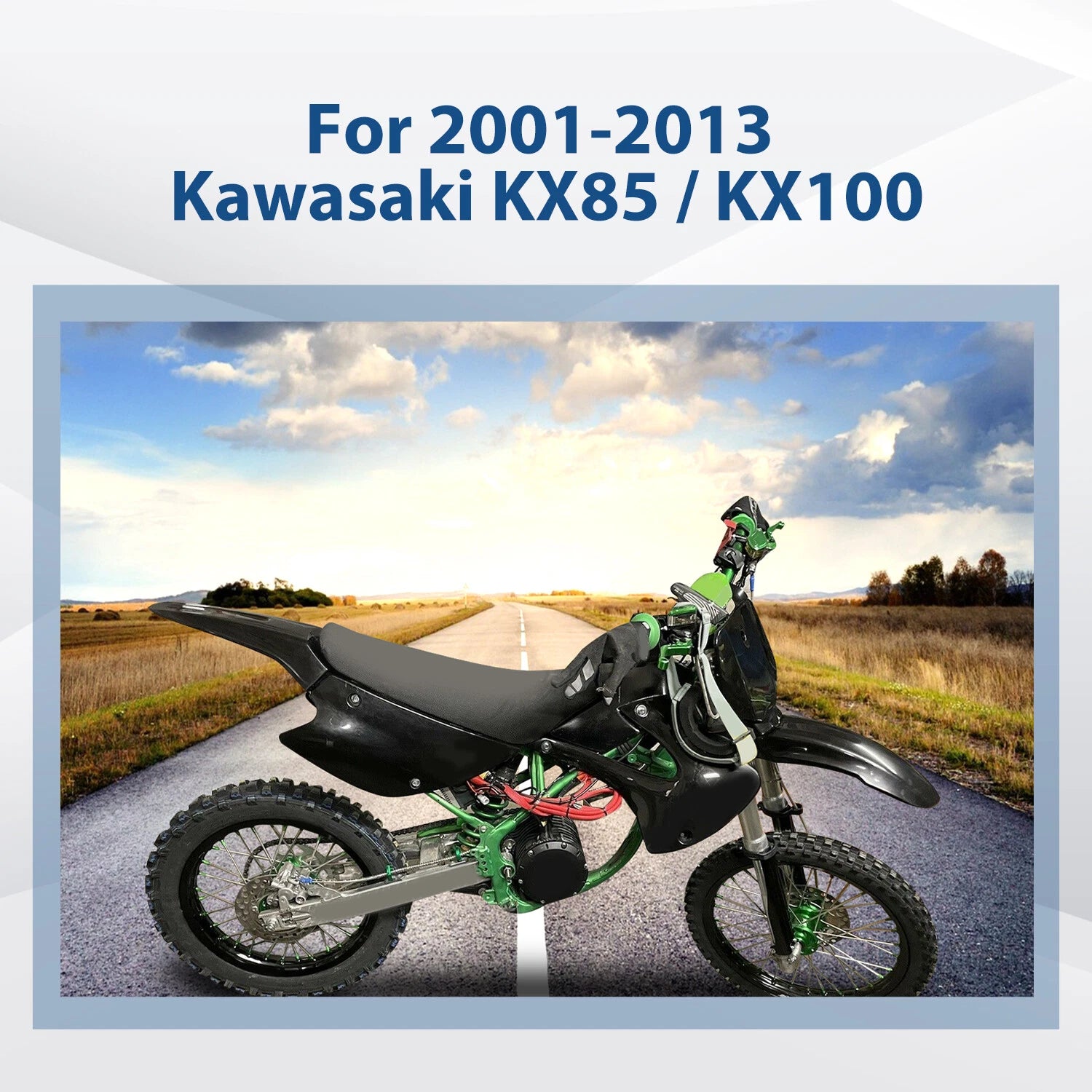 Set of 2 Restyled Plastics Kit for Kawasaki KX85 KX100 (2001–2013)