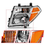 Chrome Clear Headlight Set with Reflector for Nissan Frontier (2005–2008)